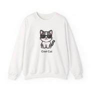 Cool Cat Crewneck Sweatshirt — Cute Sunglasses Cat Graphic
