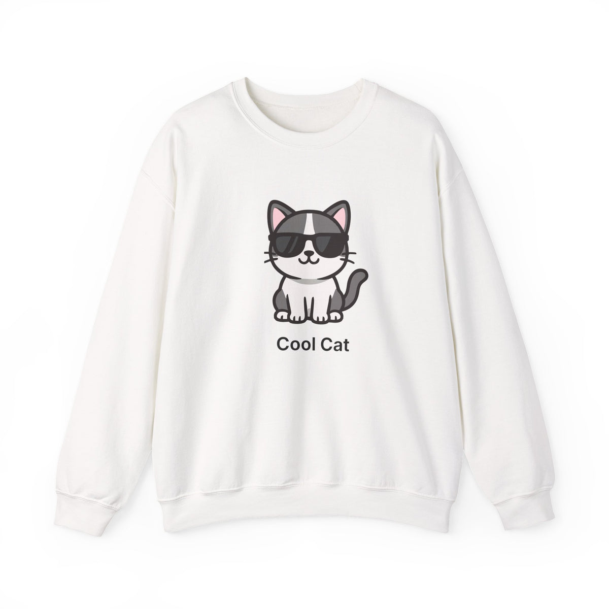 Cool Cat Crewneck Sweatshirt — Cute Sunglasses Cat Graphic