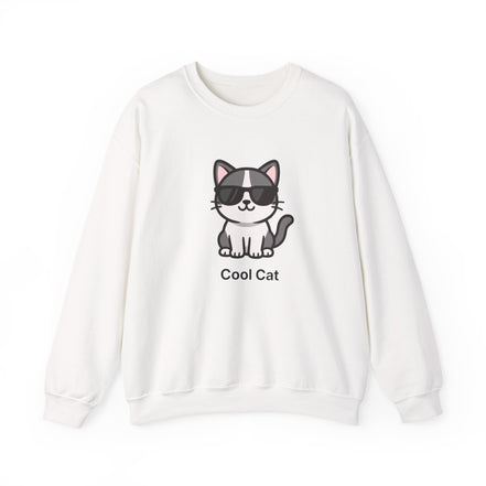 Cool Cat Crewneck Sweatshirt — Cute Sunglasses Cat Graphic