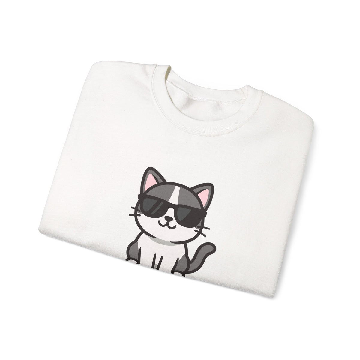 Cool Cat Crewneck Sweatshirt — Cute Sunglasses Cat Graphic