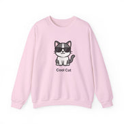 Cool Cat Crewneck Sweatshirt — Cute Sunglasses Cat Graphic