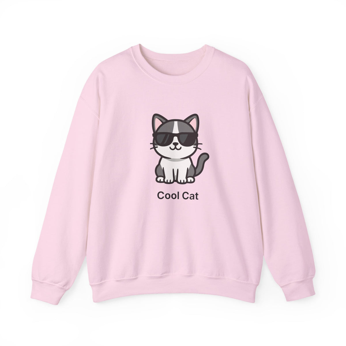 Cool Cat Crewneck Sweatshirt — Cute Sunglasses Cat Graphic