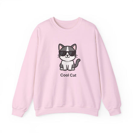 Cool Cat Crewneck Sweatshirt — Cute Sunglasses Cat Graphic