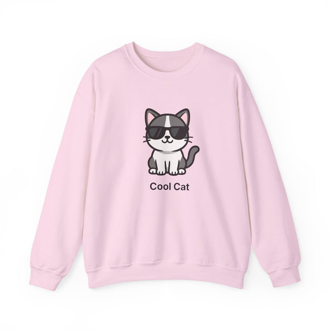 Cool Cat Crewneck Sweatshirt — Cute Sunglasses Cat Graphic