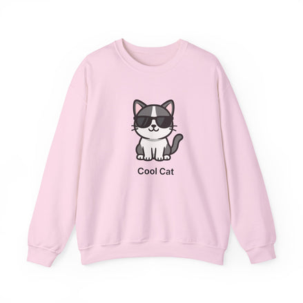 Cool Cat Crewneck Sweatshirt — Cute Sunglasses Cat Graphic
