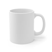 11oz Mug — Cute Black Cat Hanging on Gold Star Coffee Cup