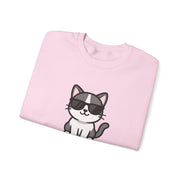 Cool Cat Crewneck Sweatshirt — Cute Sunglasses Cat Graphic
