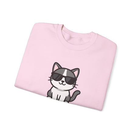 Cool Cat Crewneck Sweatshirt — Cute Sunglasses Cat Graphic