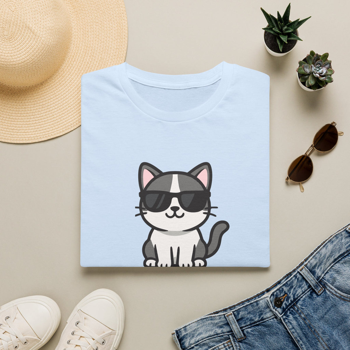Cool Cat T-Shirt — Cute Cat Wearing Sunglasses Graphic Tee