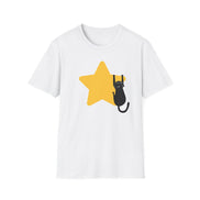 Cat Reaching for Star T-Shirt — Cute Black Cat Graphic Tee