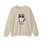 Cool Cat Crewneck Sweatshirt — Cute Sunglasses Cat Graphic