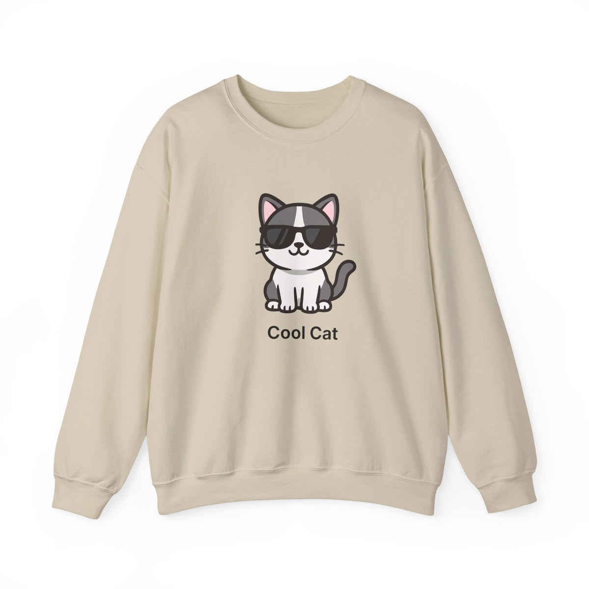 Cool Cat Crewneck Sweatshirt — Cute Sunglasses Cat Graphic