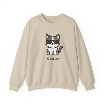 Cool Cat Crewneck Sweatshirt — Cute Sunglasses Cat Graphic