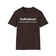 brown imitation is boring tee