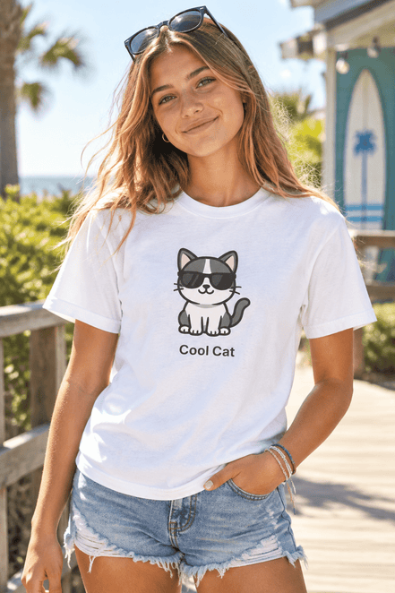 Cool Cat T-Shirt lifestyle photo with teenage girl model