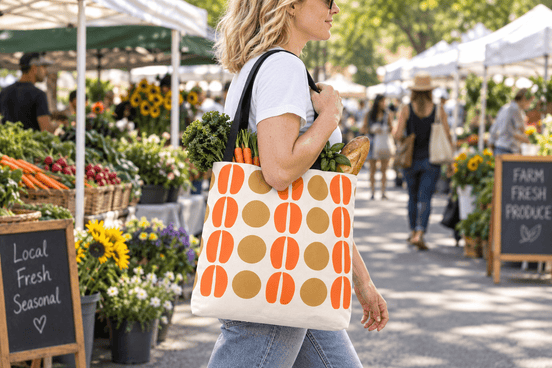Geometric Orange Dot Tote medium 16x16 lifestyle photo
