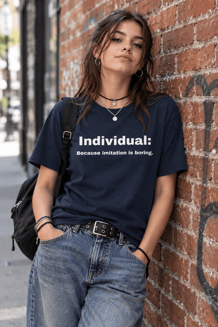 Individual Because Imitation Is Boring tee with edgy teen girl model